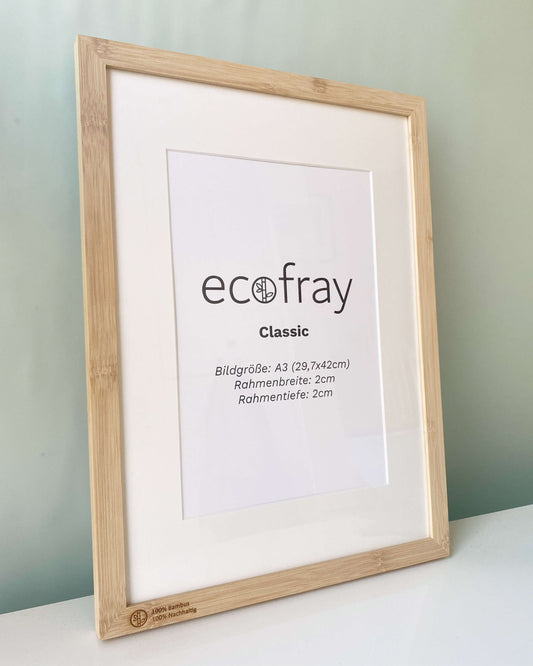 Nachhaltiger Ecofray Bambus Bilderrahmen im DINA3 Format mit personalisierter Logogravur