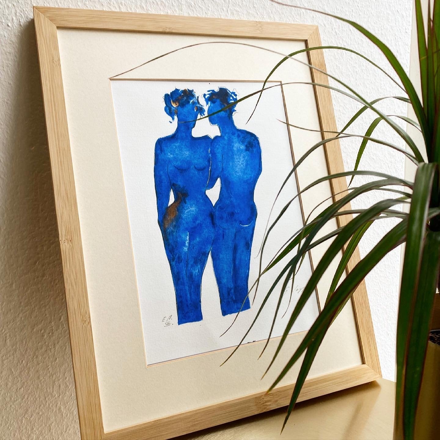 Ecofray Classic Bambus Bilderrahmen der Größe 30x40cm mit hochwertigem Passepartout und Kunstdruck