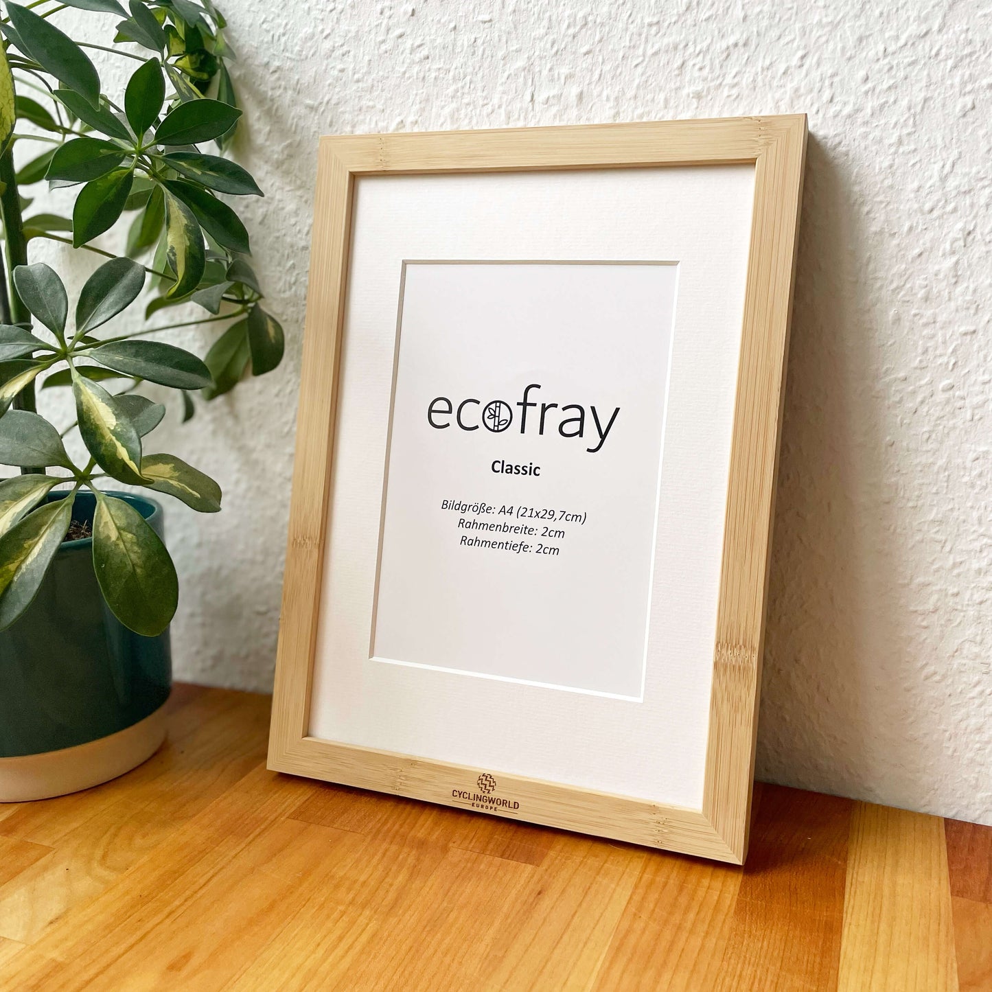 Ecofray Classic Bambus Bilderrahmen mit Logo-Gravur und A5 Passepartout