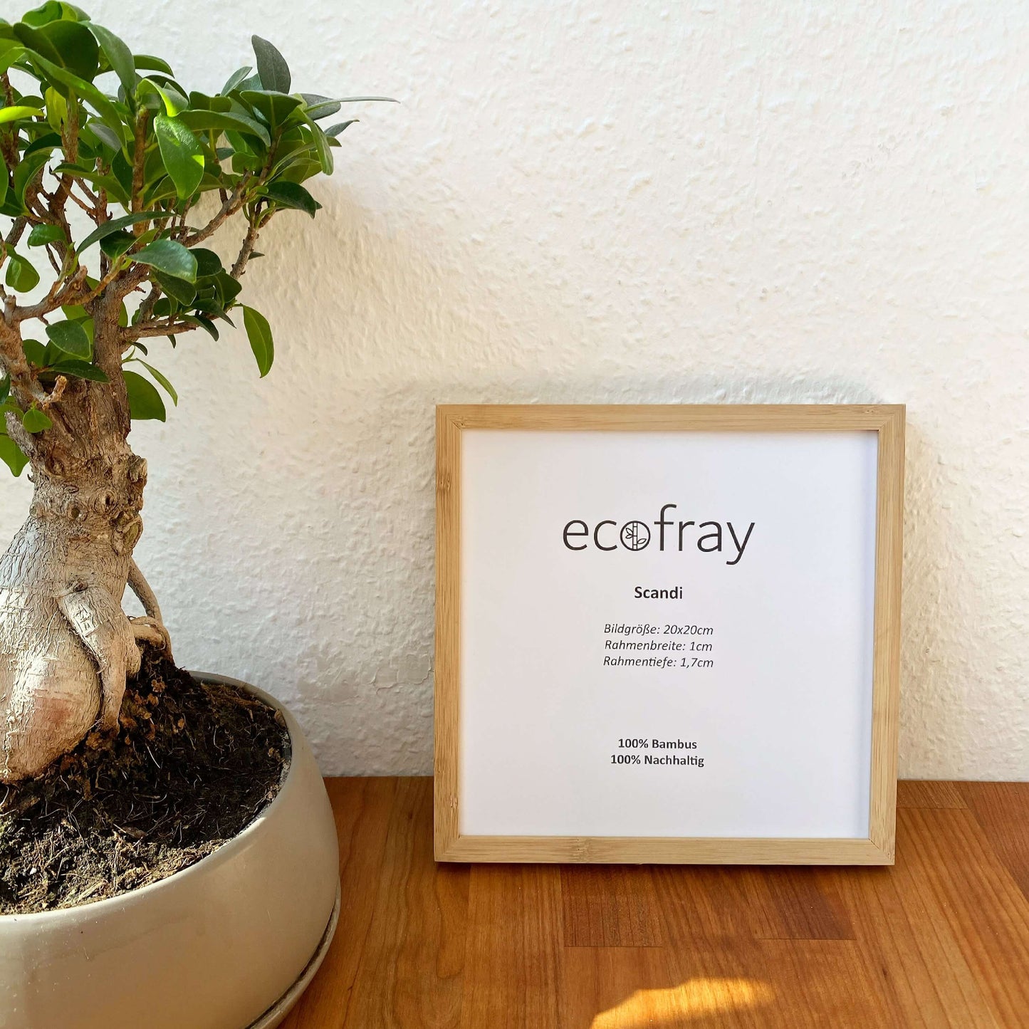 Ecofray Scandi quadratischer Holz Bilderrahmen 20x20cm Bambus